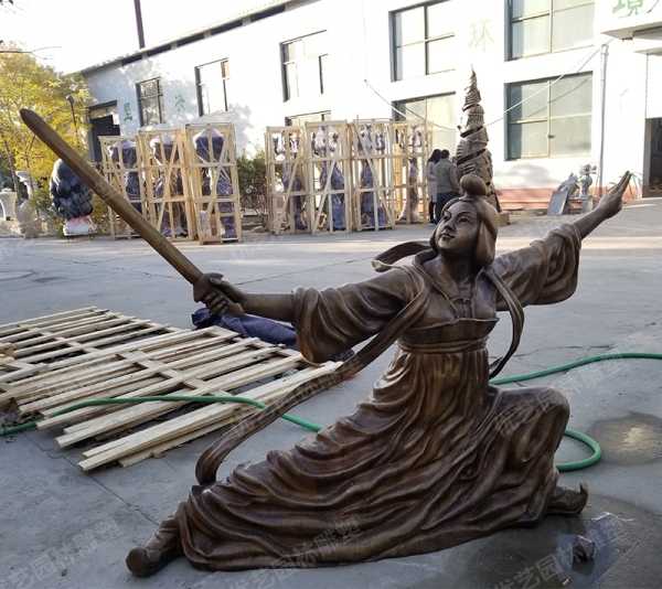 盛唐舞劍第一人——公孫大娘，銅人物雕塑